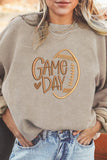 Lovesoft - Smoke Gray Twisted Rib Texture game day Rugby Embroidered Baggy Sweatshirt: Smoke Gray / 100%Polyester / 2XL