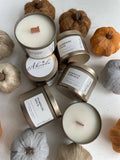 Fall Scent Candle with Wood Wick 4 oz- Gold / Pumpkin Spice