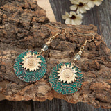 Wholesalesir - Double Layered Sunflower Patterned Earrings: Blue