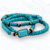 Suzie Q USA - Turquoise Rondelle Beaded Stretch Bracelet Set
