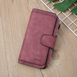 Wholesalesir - Long Matte PU Multi-purpose Women's Wallet: Blue / Medium