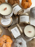 Fall Scent Candle with Wood Wick 4 oz- Gold / Pumpkin Spice