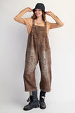 Leopard Washed Denim Overalls