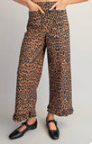 Soft Washed Leopard Ruffled Hem Pants