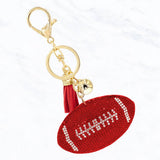 Rhinestone Football Keychain with Tassel