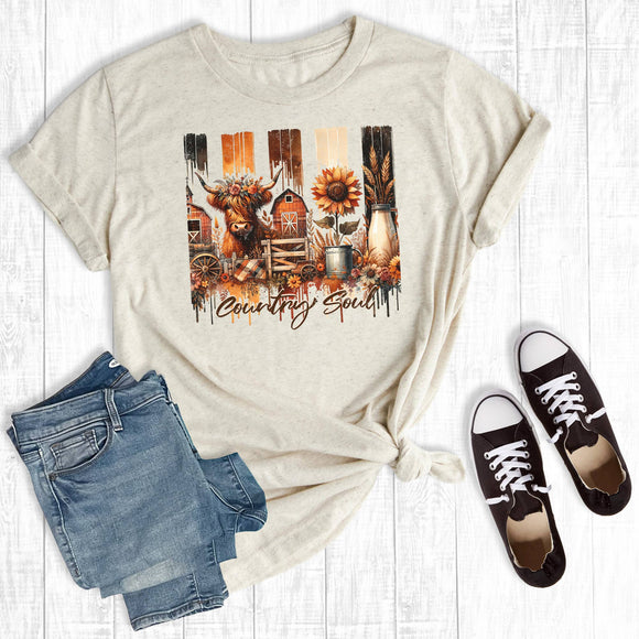 Western Highland Cow Country Soul Graphic Tee