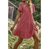 Supreme Fashion - Floral Dot Ruffle Loss Fit Babydoll Dress: BLACK / M