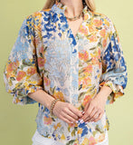 Blue floral print top - Plus - Gigio