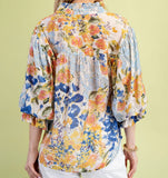 Blue floral print top - Plus - Gigio