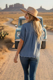 Frayed Trim Denim Top