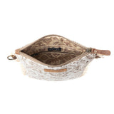 Myra Bag - Loom Tapestry upcycled canvas crossbody Bag for Women in sage with fringe detail