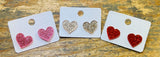 Valentine's Heart & Kiss Sparkly Stud Earrings