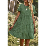 Supreme Fashion - Floral Dot Ruffle Loss Fit Babydoll Dress: BLACK / M