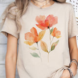 Watercolor Spring Peach Floral Summer Flower
