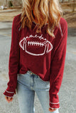Game Day Rugby  Thermal Red Knit Top