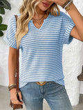 Lily Clothing - V-neck loose striped casual pullover T-shirt