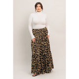 LEOPARD PRINT TIERED MAXI SKIRT Plus