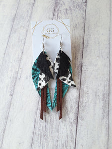 Feather Layered Leather Earrings