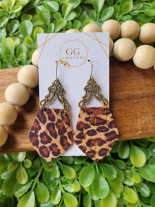 Leopard Dangle Earrings - Geometric Shape