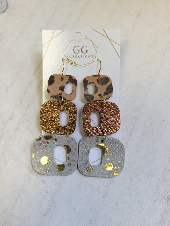 Geometric Retro Style - Genuine Leather Earrings