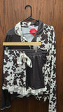 Last One - Western Ruffle Cow Print Pj's