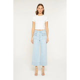 Mica Jeans - High Rise Cropped Wide Leg with Patch Pocket