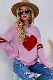 Lily Clothing - WOMEN OVERSIZED HEART PRINTING RIBBED PULLOVER_CWOSWL0323: APRICOT / (XL) 1