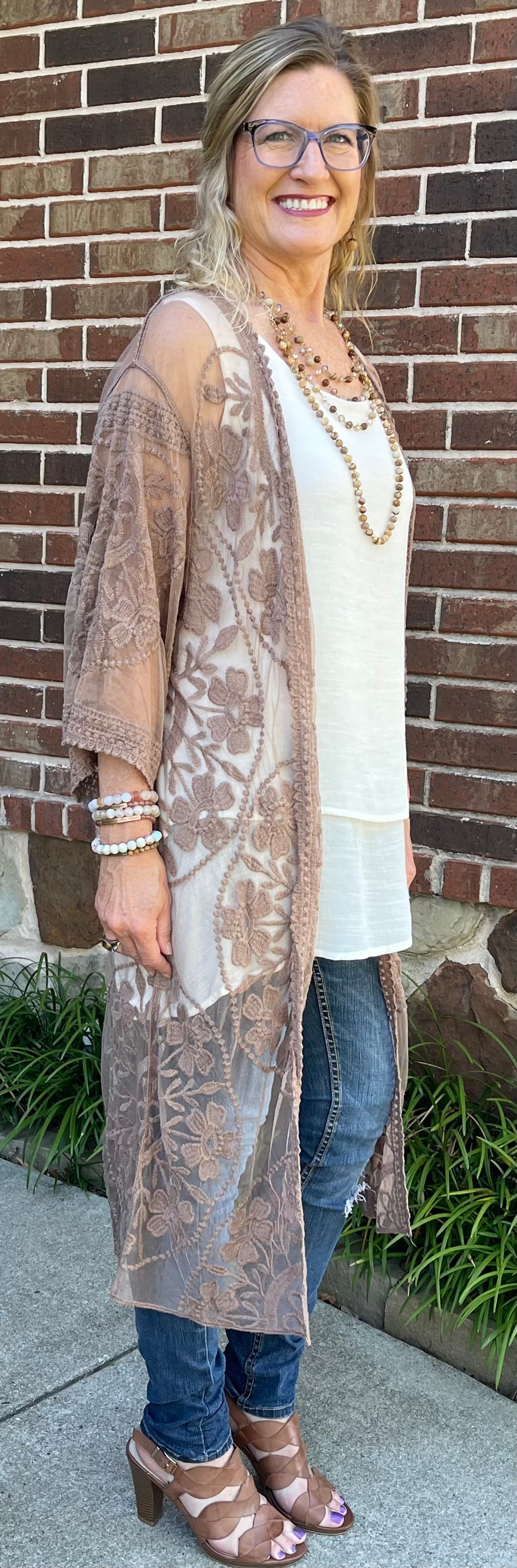 Cardigan Femme Attitudes By Renee - Taille 8-10 Cascade Taupe Ombré - Occasion Très Bon État