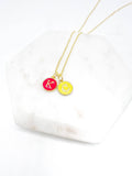 Red Yellow KC Enamel Charm Chiefs Kansas City Necklace