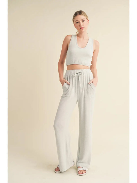 Soft Brushed Hacci Mint Lounge Tank and Pants Set