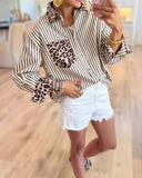 Last One - Leopard & Striped Patchwork Top - Plus