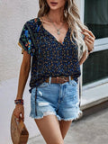 Boho Printed V Neck Red Top