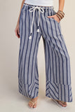 Easel Striped White & Blue Pants