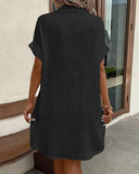 Simple V Neck Shirt Dress