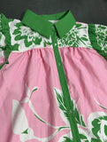 Pink & Green Floral Printed Ruffle Blouse