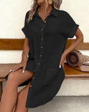 Simple V Neck Shirt Dress
