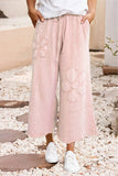 Floral Patch Mineral Washed Terry Knit Cropped Pants