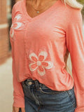 Floral Salmon Patchwork Top
