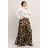 LEOPARD PRINT TIERED MAXI SKIRT Plus