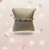 Delicate White, Pink, Blue, Flower Bracelet