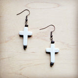 White Turquoise Cross Earrings
