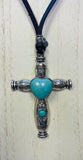 Turquoise Heart Cross Necklace