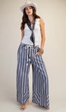 Easel Striped White & Blue Pants