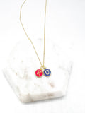 Red Blue KU Jayhawk Enamel Charm Necklace Kansas