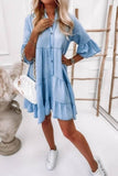 Washed Denim V-Neck Half Sleeve Dress