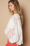 Vintage Washed Floral Patch Ribbed Knit Top