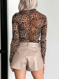 Mesh Leopard Print Top - Plus