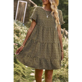 Supreme Fashion - Floral Dot Ruffle Loss Fit Babydoll Dress: BLACK / M