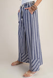 Easel Striped White & Blue Pants