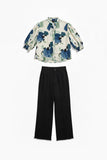 GiGio -  Blue, Cream & Black top